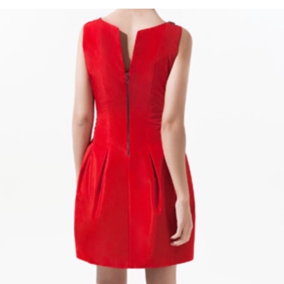 ZARA Jewel Neck Pleated Short Dress -Large - Picture 2 of 6